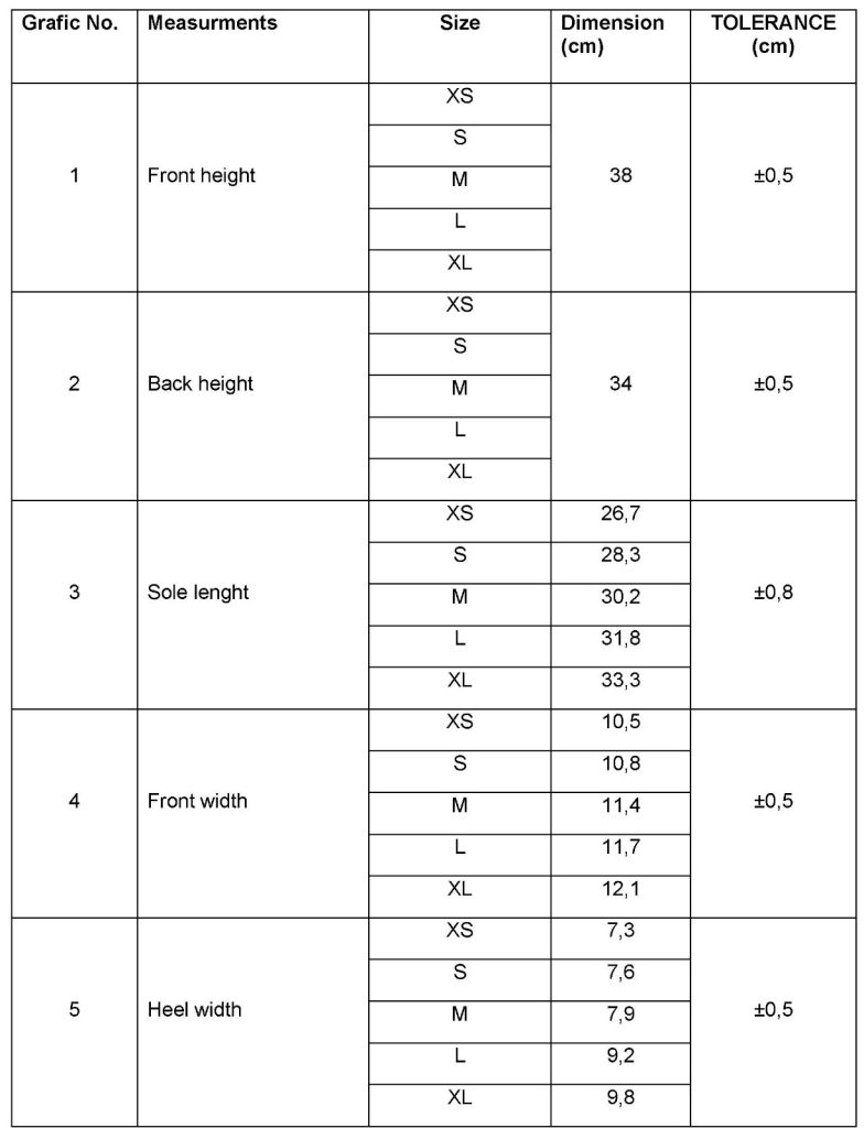 size guide CBRN overshoes aresmaxima.com