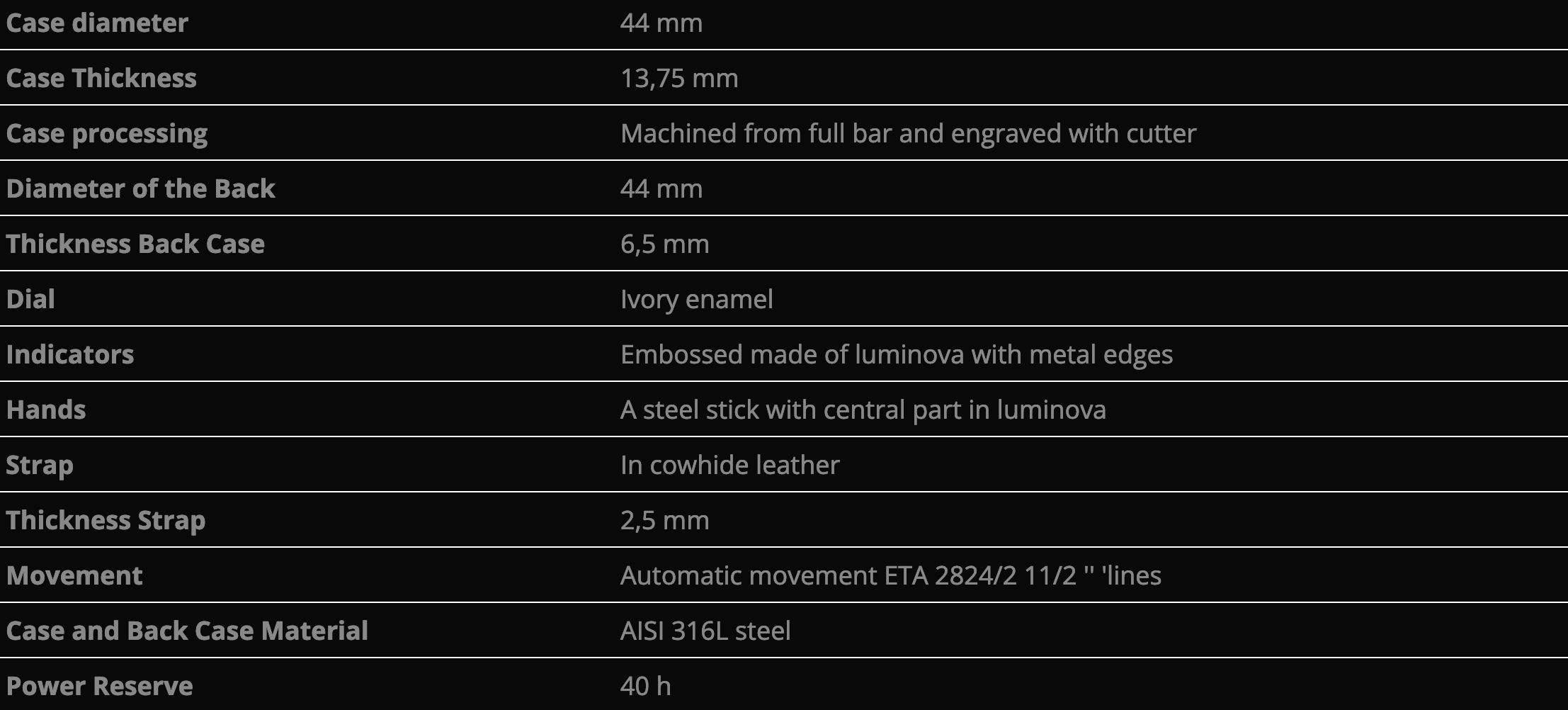 MECCANICA GREZZA MG01 44S av/db Model IVORY aresmaxima.com