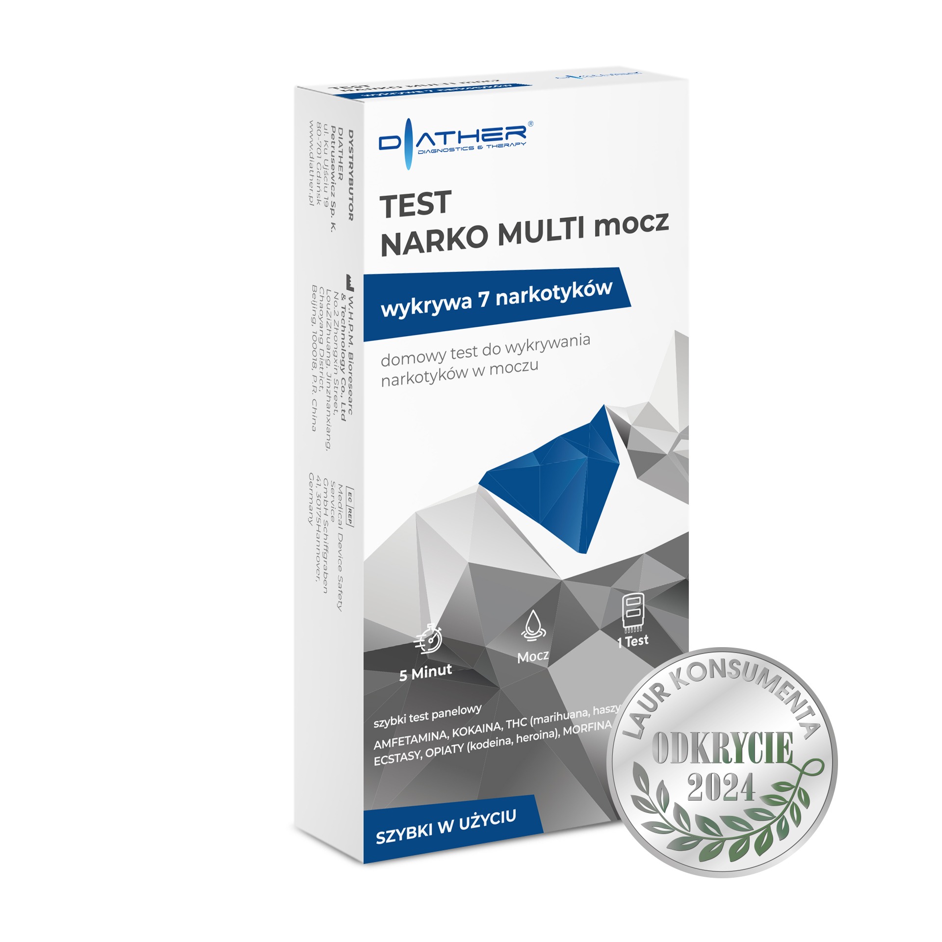 Test par bandelette DIATHER NARKO MULTI mocz - 7 substances aresmaxima.com